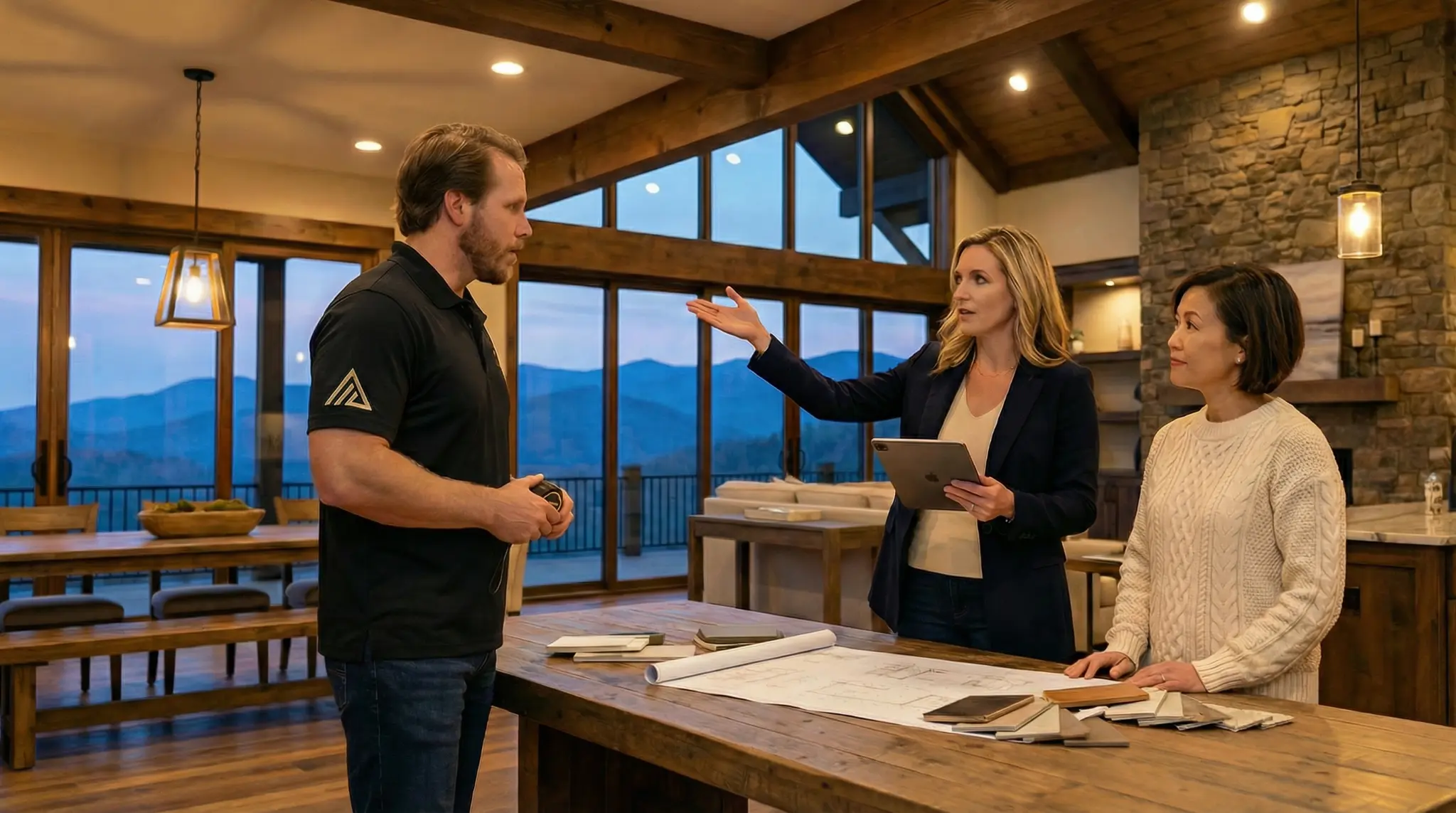 General contractor consulting with homeowner during onsite walkthrough