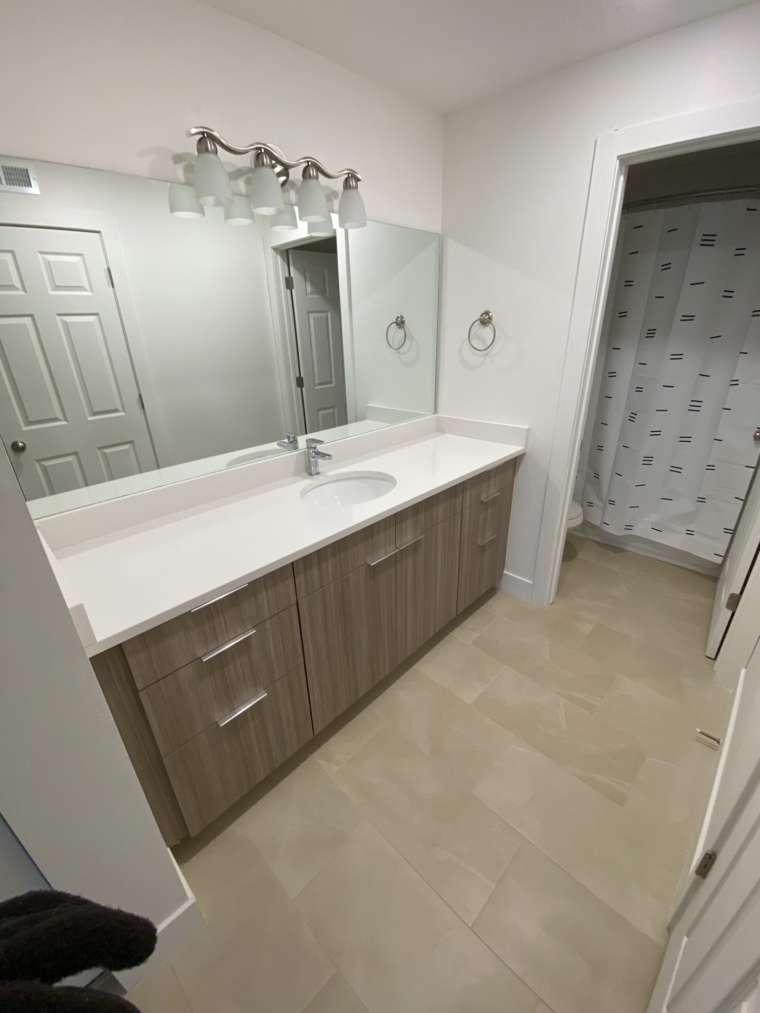 Second bathroom with extended vanity